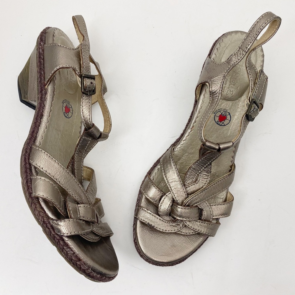 Bussola Padova Metallic Bronze Leather Strappy Heeled Sandal Women 38 (8-8.5 US)
